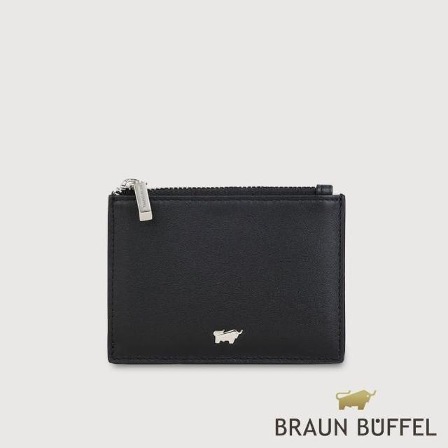【BRAUN BUFFEL 德國小金牛】台灣總代理 維那斯-B 拉鍊零錢包-黑色(BF849-163-BK)