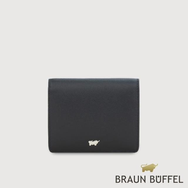 【BRAUN BUFFEL 德國小金牛】台灣總代理 維那斯-B 3卡兩折短夾-黑色(BF849-401-BK)