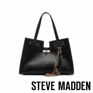 【steve madden】BONYX 大容量皮革肩揹包(黑色)