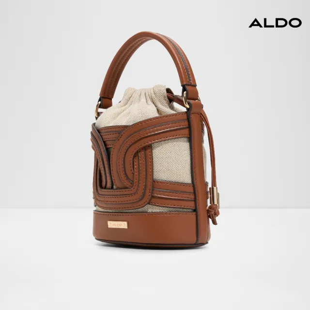 【ALDO】ANNABRIRIEL-經典帆布復古設計手提斜背水桶包-女包(棕褐色)