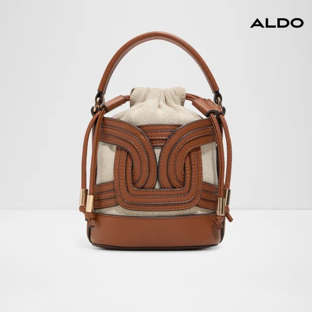 【ALDO】ANNABRIRIEL-經典帆布復古設計手提斜背水桶包-女包(棕褐色)