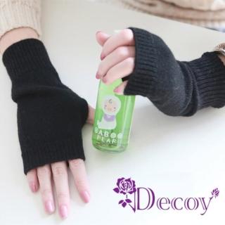 【Decoy】冬季保暖 短版時尚羊絨針織男女通用半指手套(顏色可選)