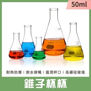 2入 實驗量杯 三角燒杯 刻度燒杯 耐熱玻璃 錐形燒瓶 造型玻璃杯 錐型燒杯 裝飾瓶 透明飲料杯(130-GCD50*2)
