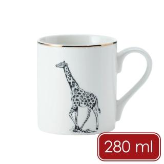 【MIKASA】金邊瓷製馬克杯 長頸鹿280ml / 水杯 茶杯 咖啡杯 陶瓷杯 動物圖案 手繪風 母親節禮物