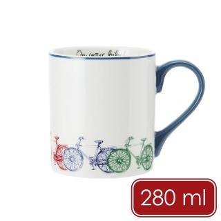 【MIKASA】瓷製馬克杯 彩色單車280ml / 茶杯 咖啡杯 陶瓷杯 自行車圖案 手繪風格 母親節禮物