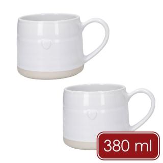 【MIKASA】Farmhouse石陶馬克杯2入 愛心浮雕380ml / 水杯 茶杯 咖啡杯 母親節禮物