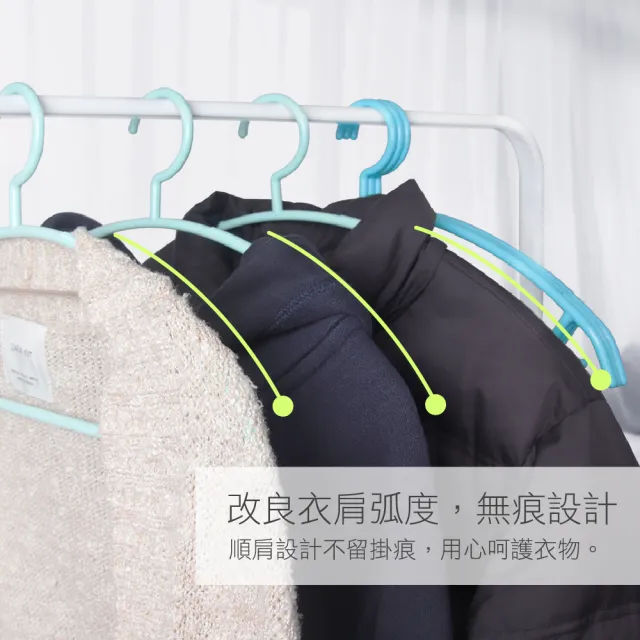 【AXIS 艾克思】台灣製居家達人乾溼兩用順肩無痕防滑塑膠衣架(56入組)