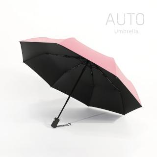 黑膠雨傘 阻擋艷陽 自動傘 晴雨兩用 一鍵自動開收 摺疊傘 折傘-櫻花粉(雨傘)