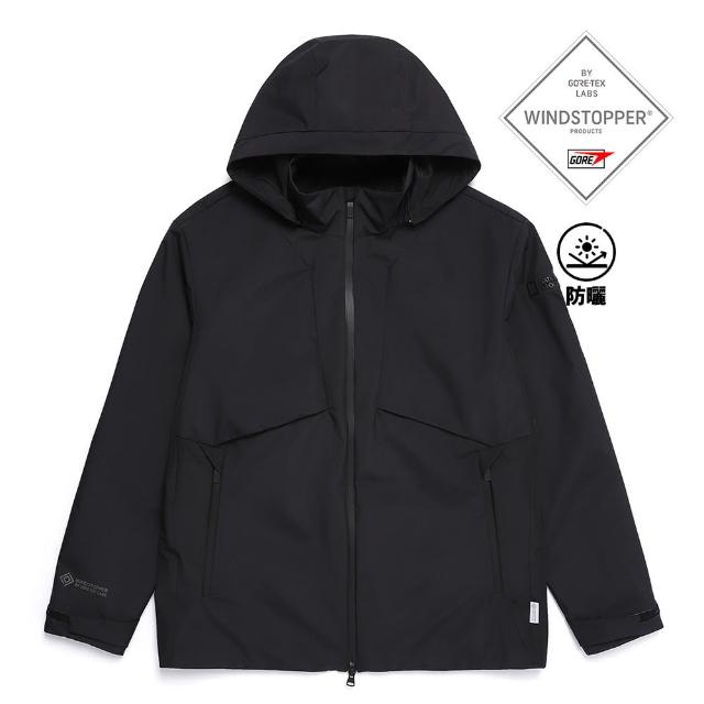 【國家地理服飾官方旗艦】男女同款 ATLAS WINDSTOPPER BY GORE-TEX LABS 2L 雙層連帽外套 - 炭黑色