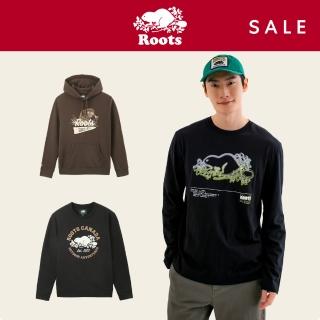 【Roots】男款-精選Roots海狸logo連帽上衣或大學T或長袖上衣(多款可選)
