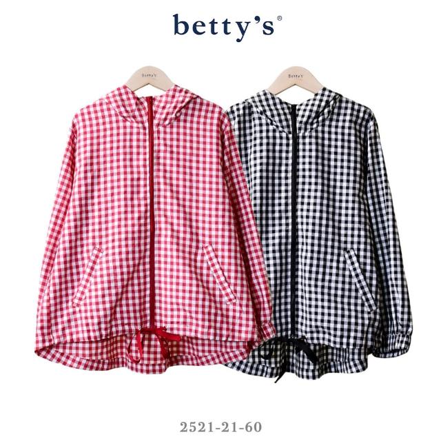 【betty’s 貝蒂思】知性格紋下擺抽繩連帽外套(共二色)