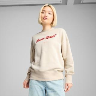 【PUMA】長袖上衣 女 大學T 寬鬆 歐規 PRM ESS 米色 63004687