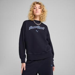 【PUMA】長袖上衣 女 大學T 寬鬆 歐規 PRM ESS 藍 63004616