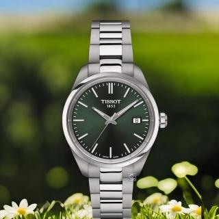 【TISSOT 天梭】官方授權 PR 100 簡約大三針 時尚腕錶 女錶 手錶(T1502101109100/橄覽綠色 34mm)