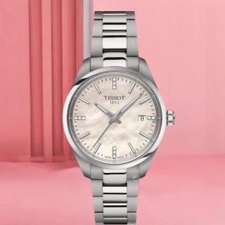 【TISSOT 天梭】官方授權 PR 100 簡約大三針 時尚腕錶 女錶 手錶(T1502101111600 / 珍珠貝 34mm)