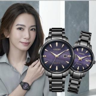 【CITIZEN 星辰】PAIR系列 田馥甄Hebe廣告配戴款 光動能紫夜星河限定對錶(BM7595-89X/EW2595-81X)