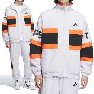 【adidas 愛迪達】Word WOV JKT 男款 白黑橘色 運動 休閒 亞規 Logo 長袖 外套 JM2066