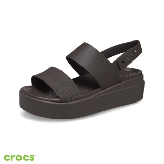 【Crocs】女鞋 布魯克林鱷魚紋低跟涼鞋(208585-206)