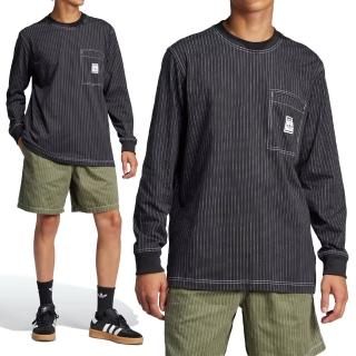【adidas 愛迪達】Wabash LS T 男款 黑白色 運動 休閒 大學T 三葉草 亞規 上衣 圓領 長袖 JP4479