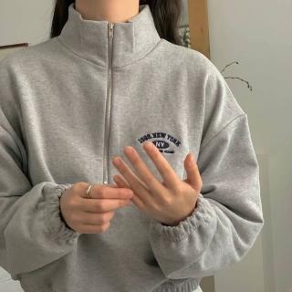 【創翊韓都】正韓T恤 立領刺繡長袖T恤FIE1060-創翊韓都(預購)
