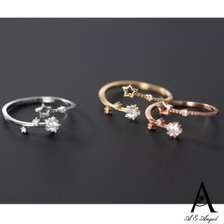 【ANGEL】一隻小星願氣質水鑽開口彈性戒指(3色可選)