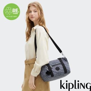 【KIPLING官方旗艦館】藍白波紋手提側揹包-ART MINI