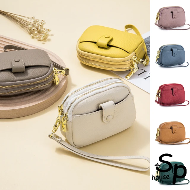 Sp house 日系口金包夾子扣金鍊真皮零錢包(6色可選)