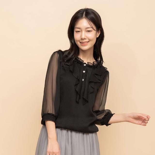 【perng yuh 芃諭名品】浪漫飄柔 荷葉領飾 雪紡上衣(2025 SS Collection｜4A春夏新品上市)