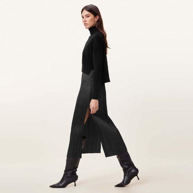 【ALLSAINTS】VITTORIA 羊毛針織兩件式洋裝-黑 W030DC(常規版型)