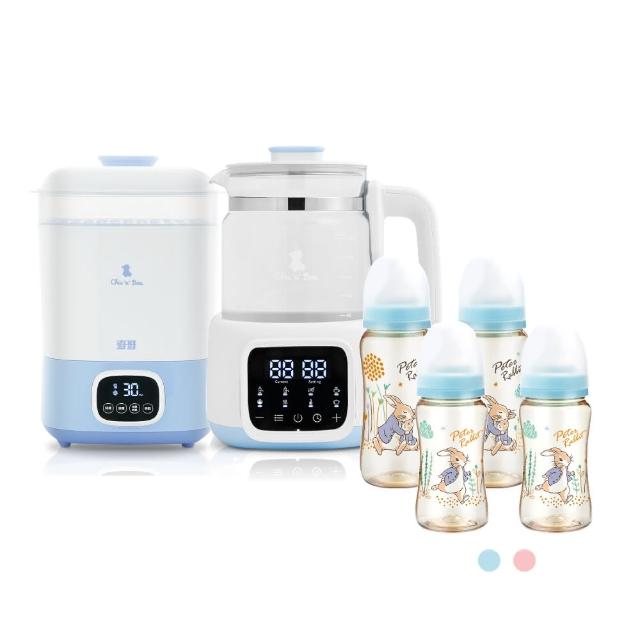 【奇哥官方旗艦】智能恆溫調乳器+智能消毒烘乾機+比得兔PPSU寬口奶瓶2大2小(奇哥50哺育好康組)