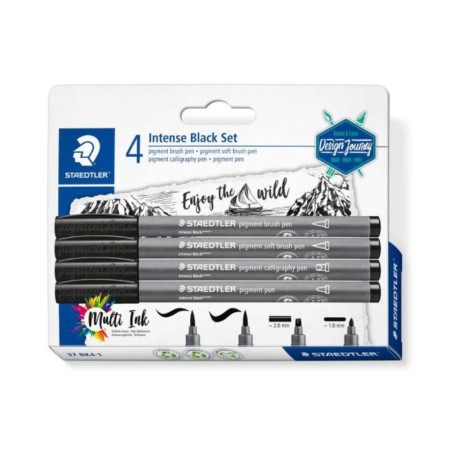 【STAEDTLER 施德樓】施德樓彩藝毛筆-綜合尖4入- 極致黑