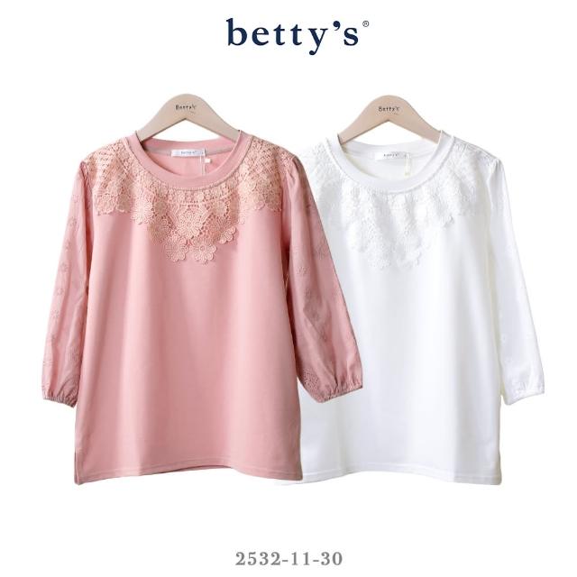 【betty’s 貝蒂思】胸前花花蕾絲拼接T-shirt(共二色)