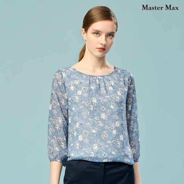【Master Max】優雅花色圓領七分袖雪紡上衣(8514002)
