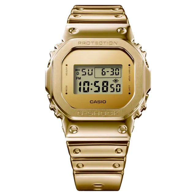 【CASIO 卡西歐】G-SHOCK 金屬光澤 金屬錶殼 經典方型 金 GM-5600YMG-9_43.2mm