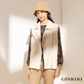 【GINKOO 俊克】翻領拼接絨毛背心外套