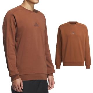 【adidas 愛迪達】TH MH Logo SWT 男款 棕色 圓領 棉質 運動 休閒 長袖 JZ8421