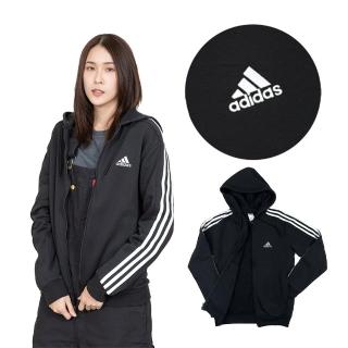 【adidas 愛迪達】Adidas 三條線 棉外套 刺繡logo 刷毛 愛迪達 sport 連帽 外套(1319H%5)