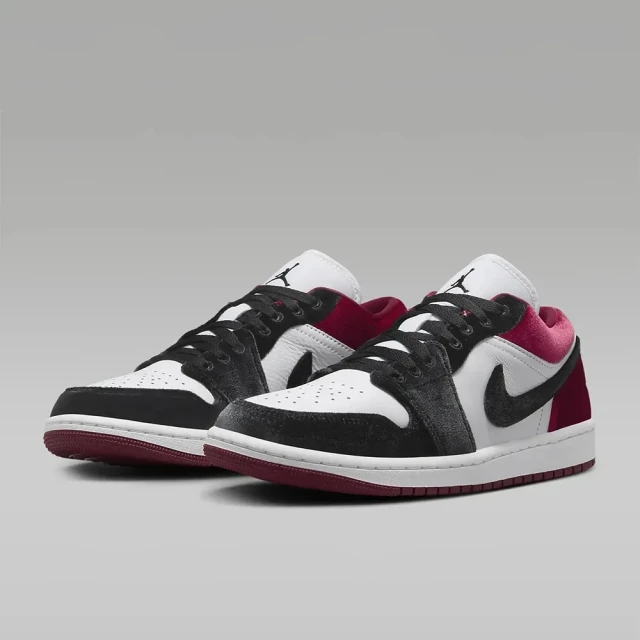 NIKE 耐吉 運動鞋 休閒鞋 女鞋 WMNS AIR JORDAN 1 LOW SE 酒紅 白 黑 絨布 AJ1 喬丹(FZ3242001)