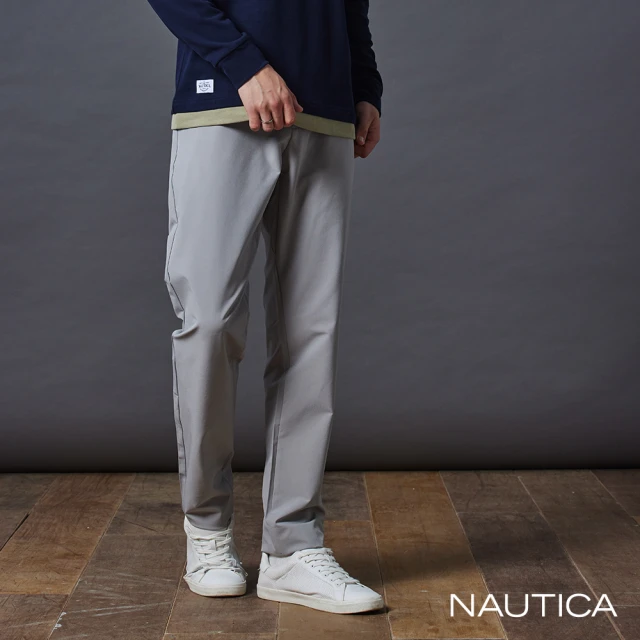 NAUTICA 官方旗艦 男裝 彈性腰頭設計休閒長褲(灰色)