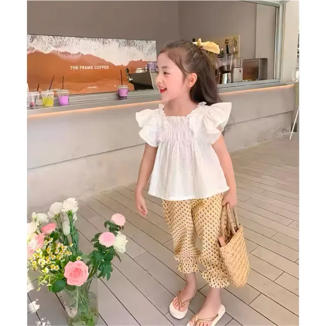 【安朵童舖】現貨韓版兒童防蚊褲女童滿版印花防蚊褲花邊復古防蚊褲渡假風長褲防蚊褲碎花長褲防曬褲(052)