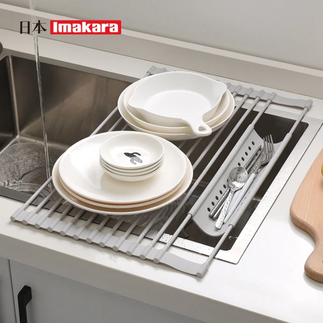 Imakara 矽膠可折疊碗盤瀝水架/水槽瀝水架(矽膠瀝水架/可折式瀝水架/瀝水神器)