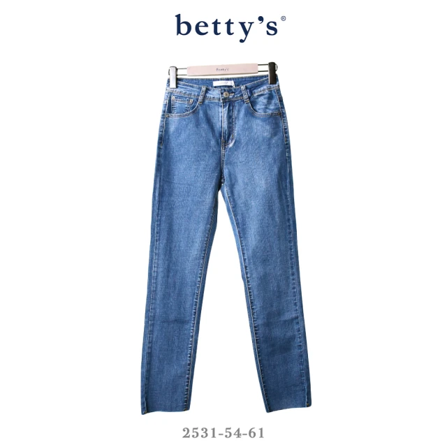 betty’s 貝蒂思 修身顯瘦窄管鬚邊牛仔褲(藍色)