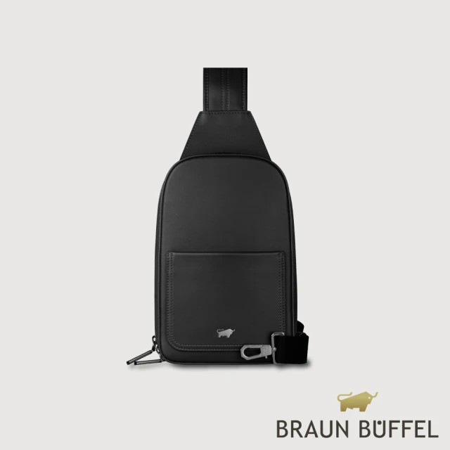 BRAUN BUFFEL 德國小金牛 台灣總代理 斯杜迪歐 胸包-黑色(BF566-22-BK)