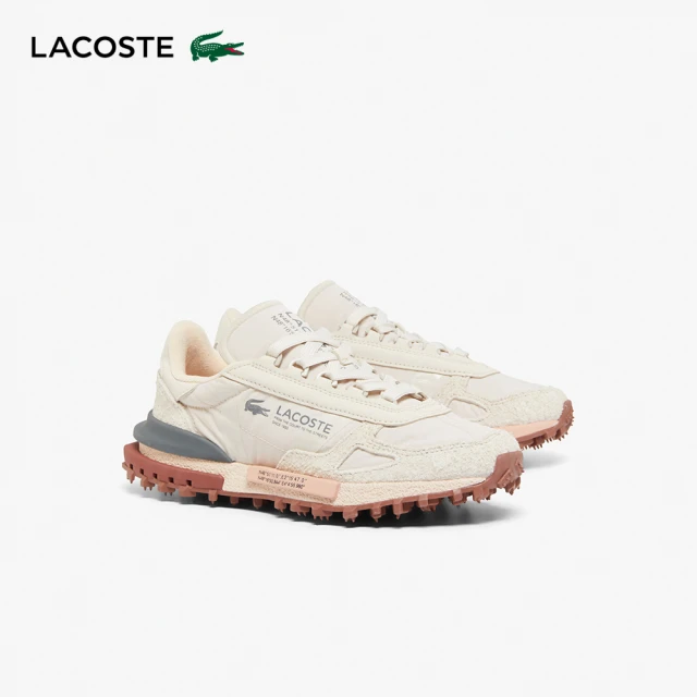 LACOSTE ELITE ACTIVE 運動鞋 女鞋 尼龍麂皮拼接 慢跑鞋 休閒鞋 米色(49SFA0002_UH1)