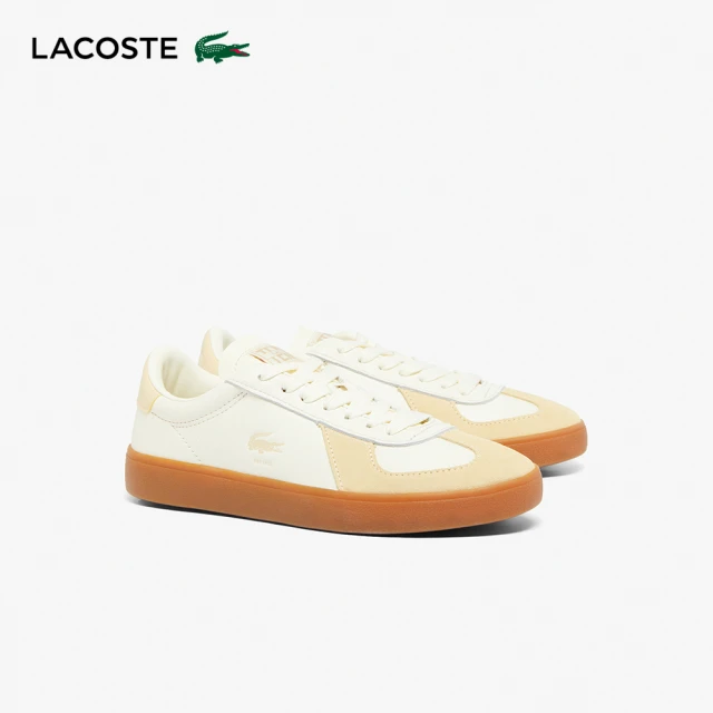 LACOSTE BASESHOT 女鞋 德訓鞋 皮革麂皮 休閒鞋 米黃(49SFA0030_AB0)