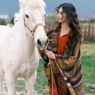 【LEESA】波希米亞\寬圍巾\披肩斗篷\保暖披肩\披肩\斗篷\圍巾\外搭斗篷\披肩毯\流蘇披肩\披風\禮物\