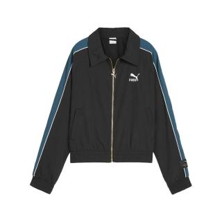 【PUMA】外套 PLAY.PARIS Jacket 女款 黑 藍 短版 網眼 教練外套(629113-01)