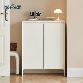 【hoi! 好好生活】原木日氏簡白奶油風實木玄關鞋櫃0.8M J01M07-1