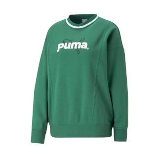 【PUMA】長袖上衣 Team Mock Neck 女款 草地綠 白 大學T(53838137)