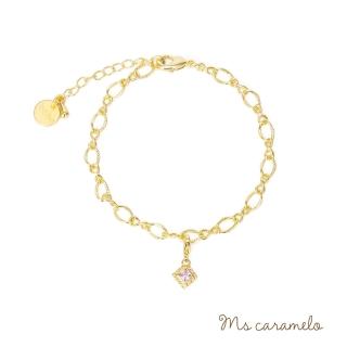 【焦糖小姐 Ms caramelo】公主方 粉紅鋯石手鍊(鋯石手鍊)